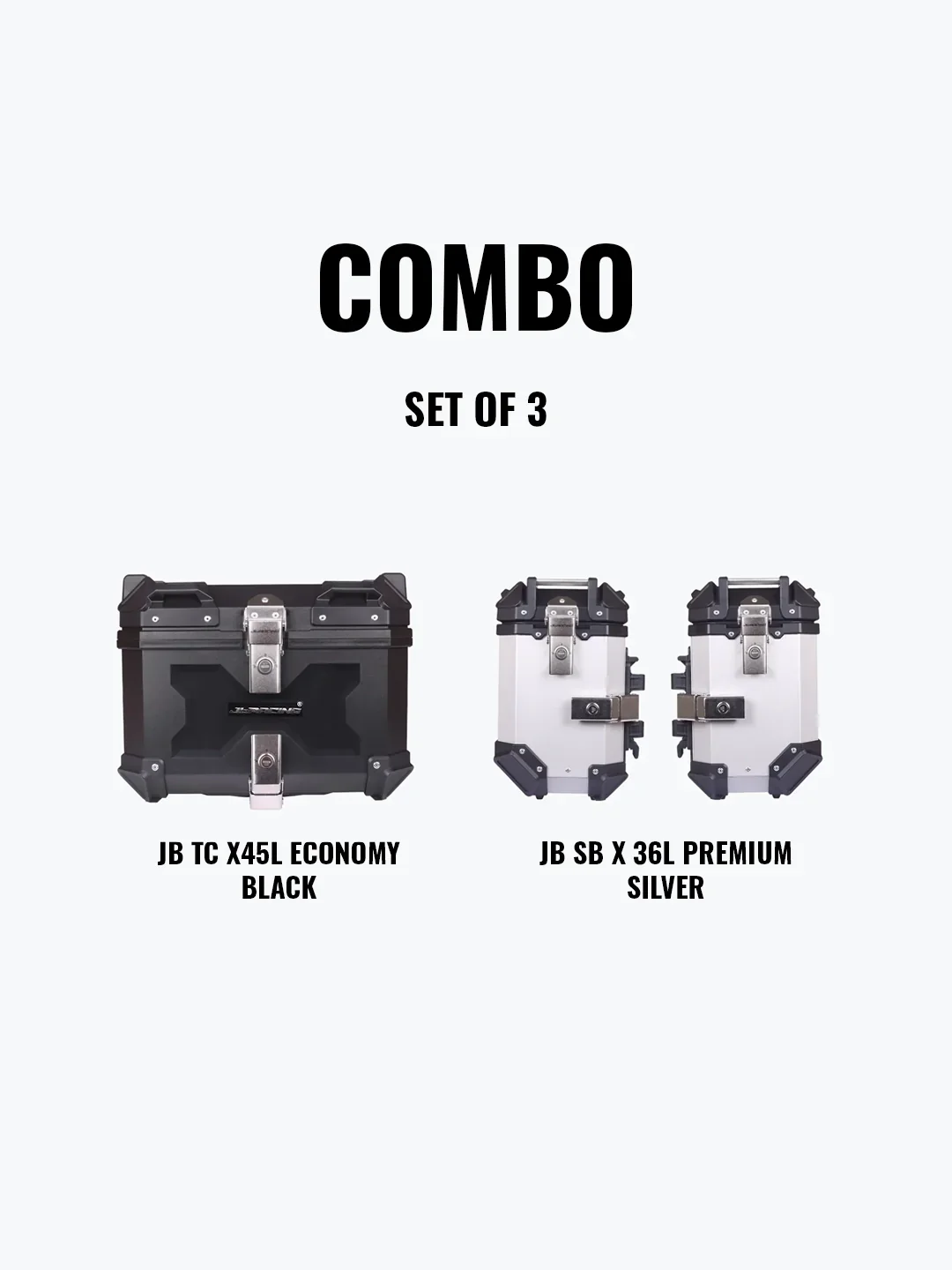 SET OF 3 Combo OF JB TC X45L Economy Black With Backrest Pad + JB SB X36L Premium Silver - Image 3