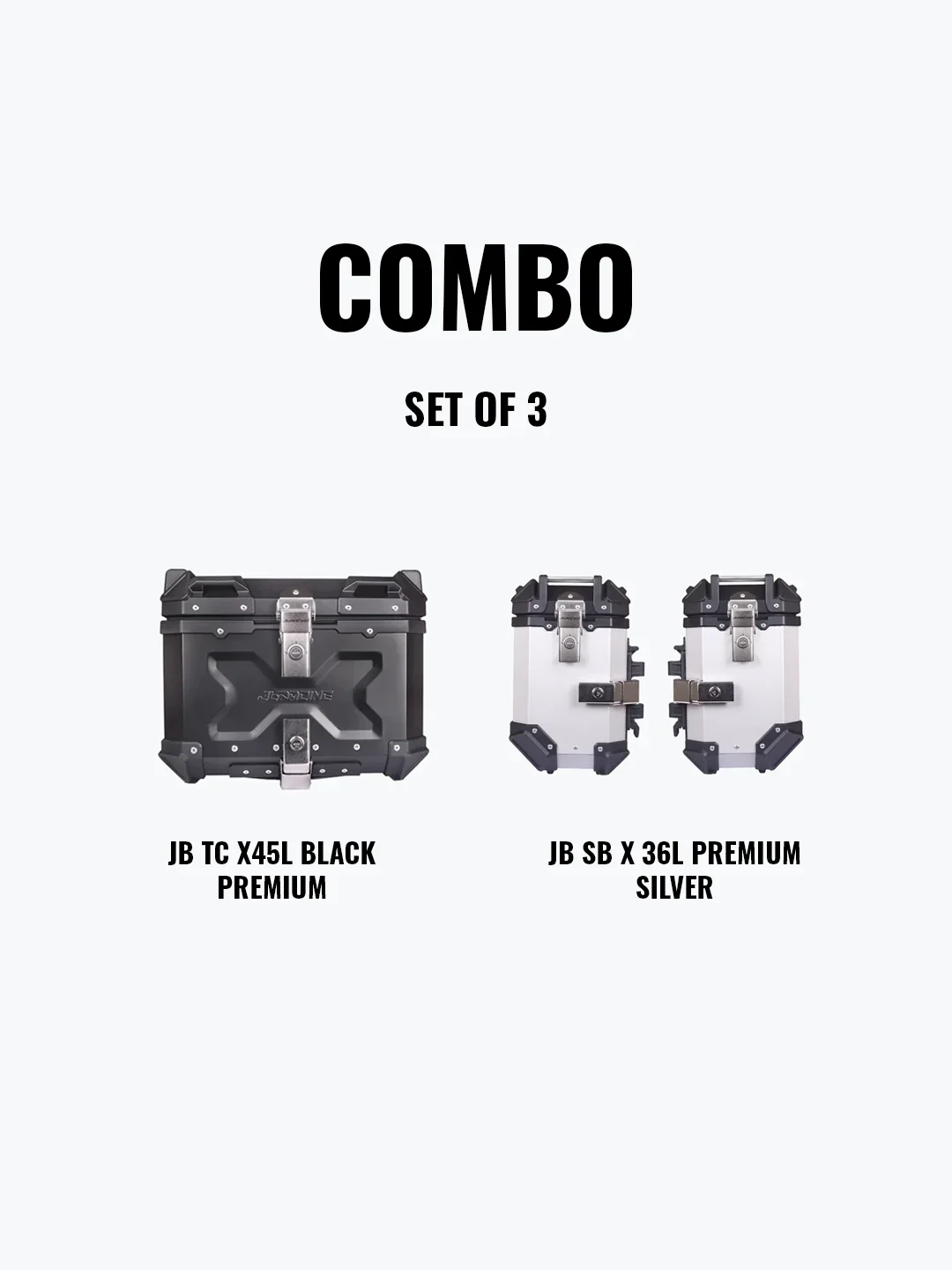 SET OF 3 Combo OF JB TC X45L Premium Black With Backrest Pad + JB SB X36L Premium Silver - Image 3